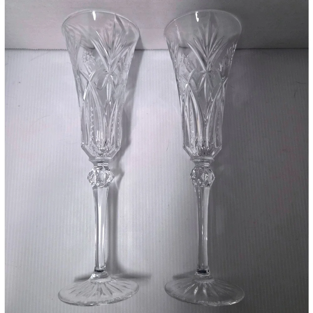 Pair Cristal D'Arques Durand Vincennes Lead Crystal Champagne Flutes France